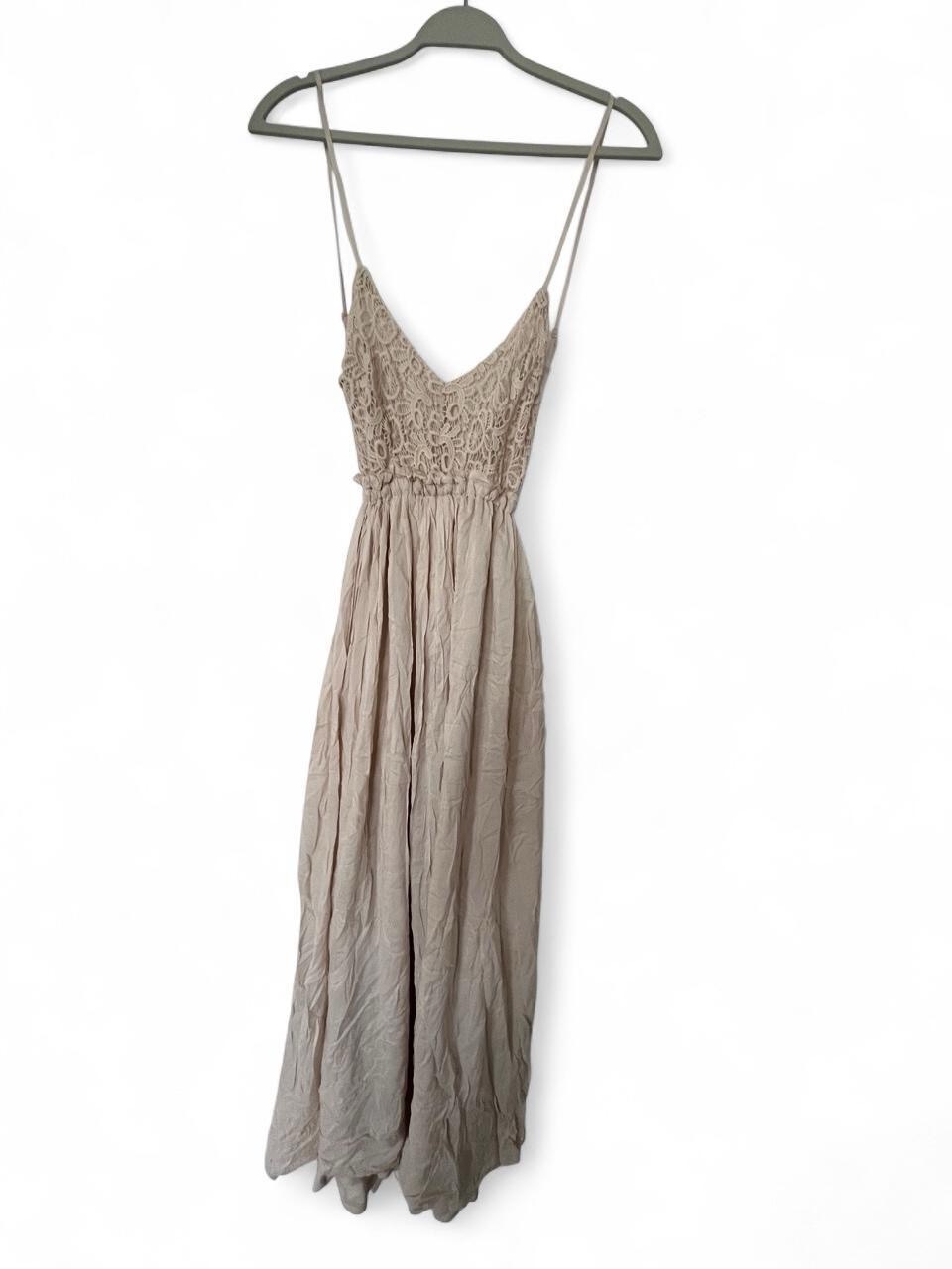 Miss Avenue Taupe Lace Bodice Spaghetti-Strap Maxi Dress